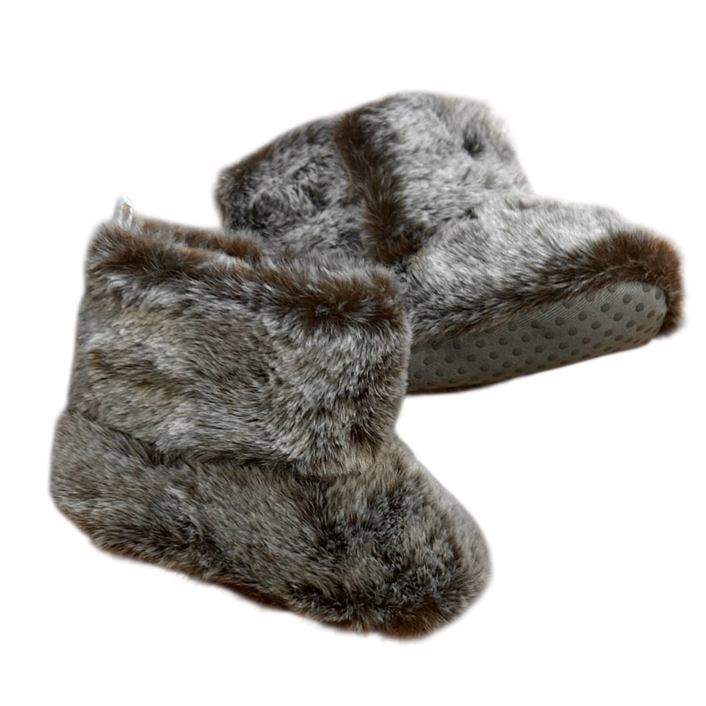 12-18m Baby Fur Booties Slippers Crib Boots Soft Shoes Faux Furry Plush Infant